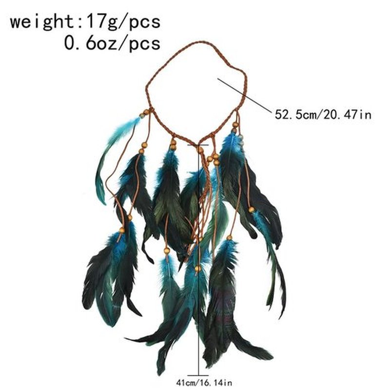 GORTIN Boho Feather Headband Hippie Headpiece Gypsy Indian Costume Headdress Hair Accessory for Women (A-Blue, One size)