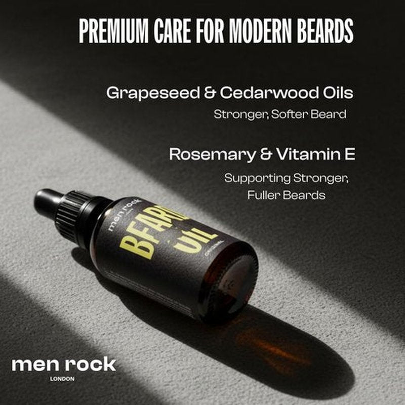 Men Rock Beard Oil - Original Formula with Grapeseed Oil & Vitamin E | 1 oz Facial Hair Conditioner