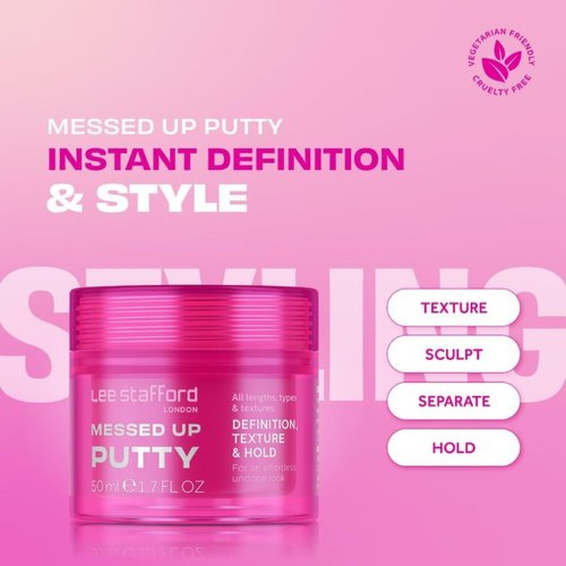 Lee Stafford Hair Styling Pomade - Lightweight Messed Up Putty for Firm Hold & Texturizing | All Lengths, Unisex