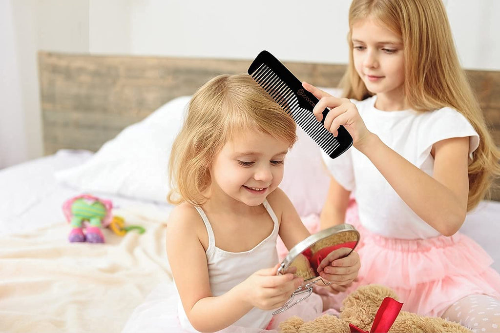 ZAYCB Buffalo Horn Comb - Anti-Static Detangling Styling Comb for All Hair Types (Classic Fine Tooth, Men, Women, Kids)