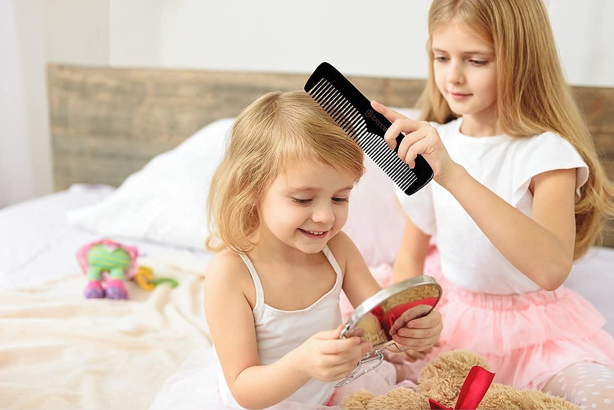 ZAYCB Buffalo Horn Comb - Anti-Static Detangling Styling Comb for All Hair Types (Classic Fine Tooth, Men, Women, Kids)