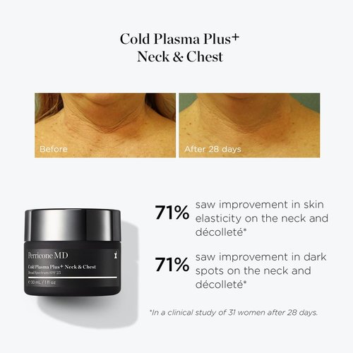 Perricone MD Cold Plasma Plus+ Neck Firming Cream - Broad Spectrum SPF 25 for Tightening Sagging Skin | Anti-Wrinkle Solution for Crepey Skin