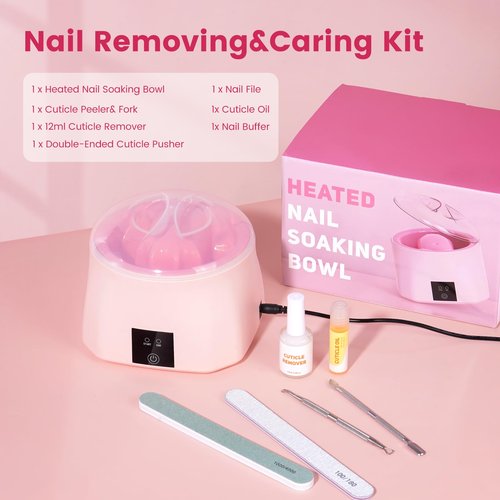 Quaferen Nail Soaking Bowl Heated: 50% Faster Soak Off Gel Polish Dip Powder Remover Bowl- Electric Soak Off Acrylic Nail Remover Manicure Bowls for Salon Home