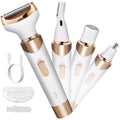 Electric Razor for Women Bikini Trimmer, MKIOVH Women's Cordless Portable 4 in 1 Painless Shaver, for face Legs Brows Nose Detachable Head USB Rechargeable Hair Trimmer