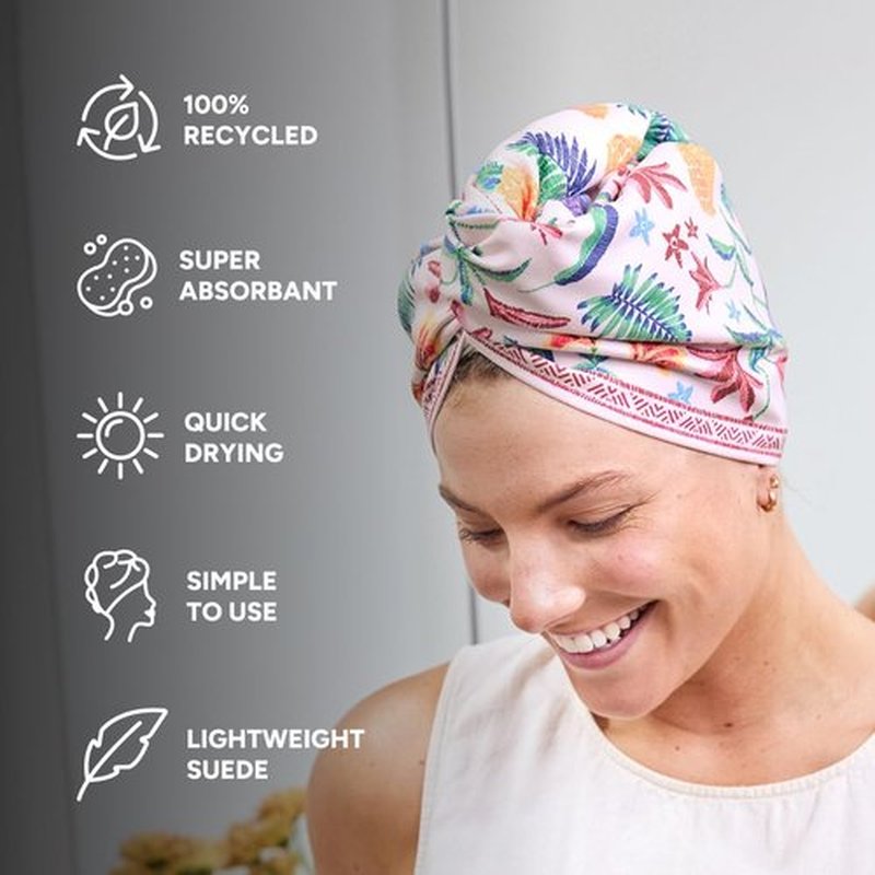 Dock & Bay Turban Hair Towel - for Home & The Beach - Super Absorbent, Quick Dry - Pink Paradise