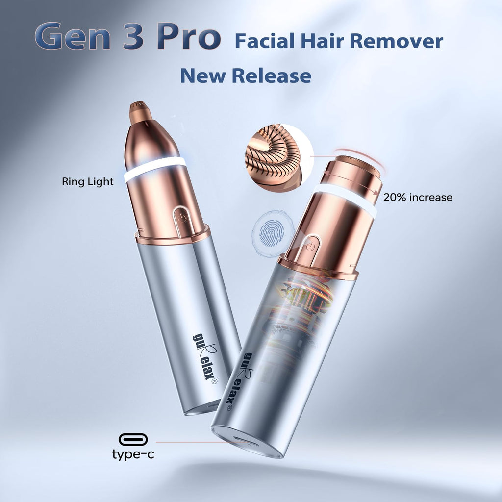 Facial Hair Removal for Women, Facial Eyebrow Trimmer, 2-in-1 Face Shaver, Painless Facial Razor for Lip, Chin, Peach Fuzz