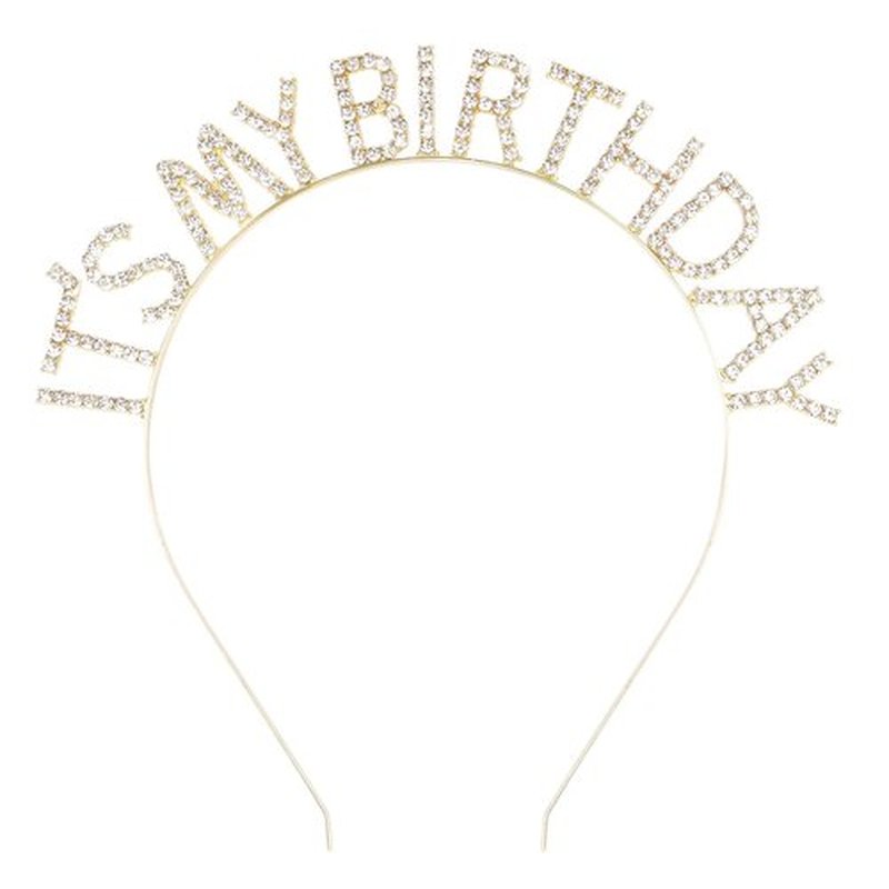ACO-UINT Gold Crown for Girls, Cute It's My Birthday Headband Tiara for Women, Happy Birthday Decorations Gifts
