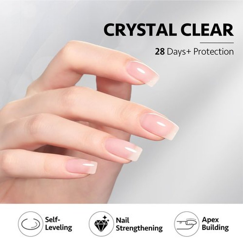 GAOY 2 Pcs 16ml Clear Builder Gel for Nails, Nail Strengthener in a Bottle, Nail Extension Hard Gel, Soak Off Long Lasting UV Light Cure, Base Coat Top Coat Needed