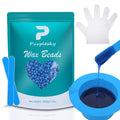 PURPESKY Wax Beads Bulk, 2lbs Hard Waxing Beans for Hair Removal, Brazilian Coarse Wax for Face, Leg, Bikini, Home Waxing Kit with Collapsible Bowl/Pot & Collapsible Bowl (Sea salt)