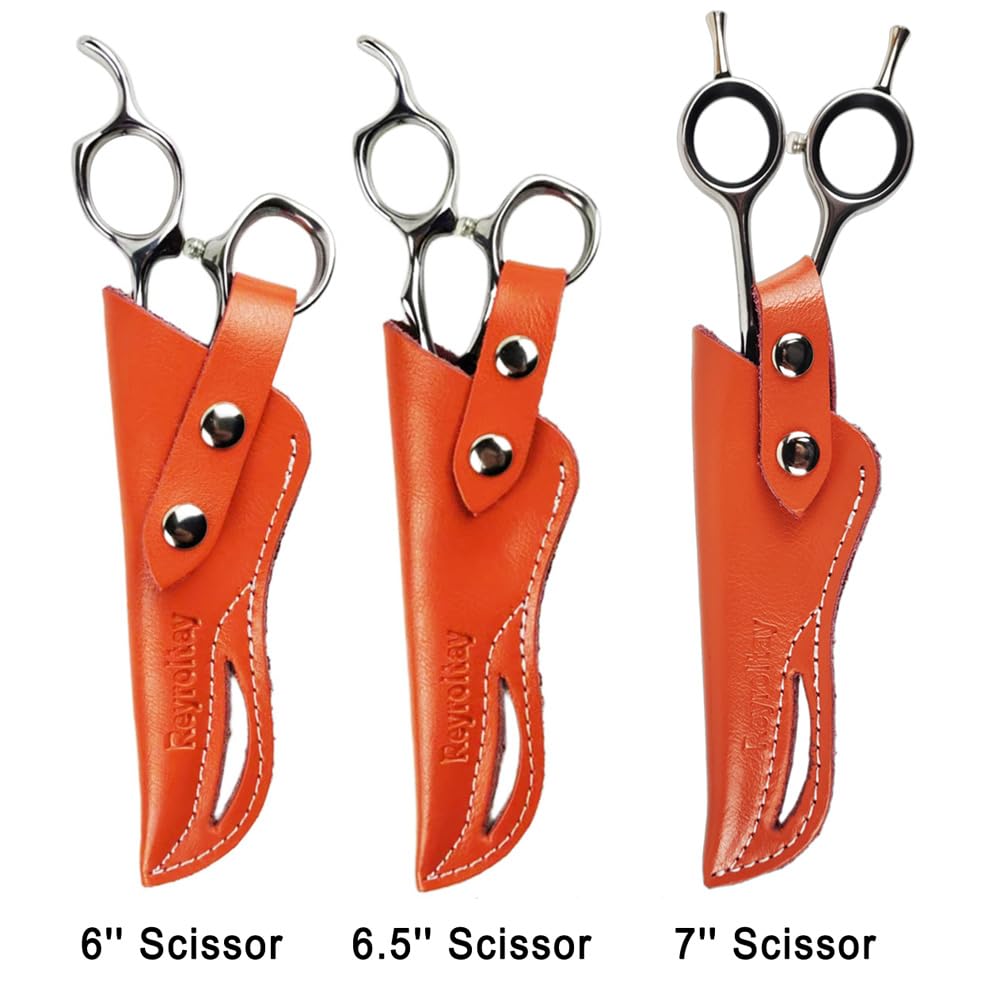 Barber Hair Scissor Case, Premium Leather Sheath for 6” & 6.5” Hairdressing Scissors, Salon Stylist Tool Organizer with Secure Snap Closure Bag