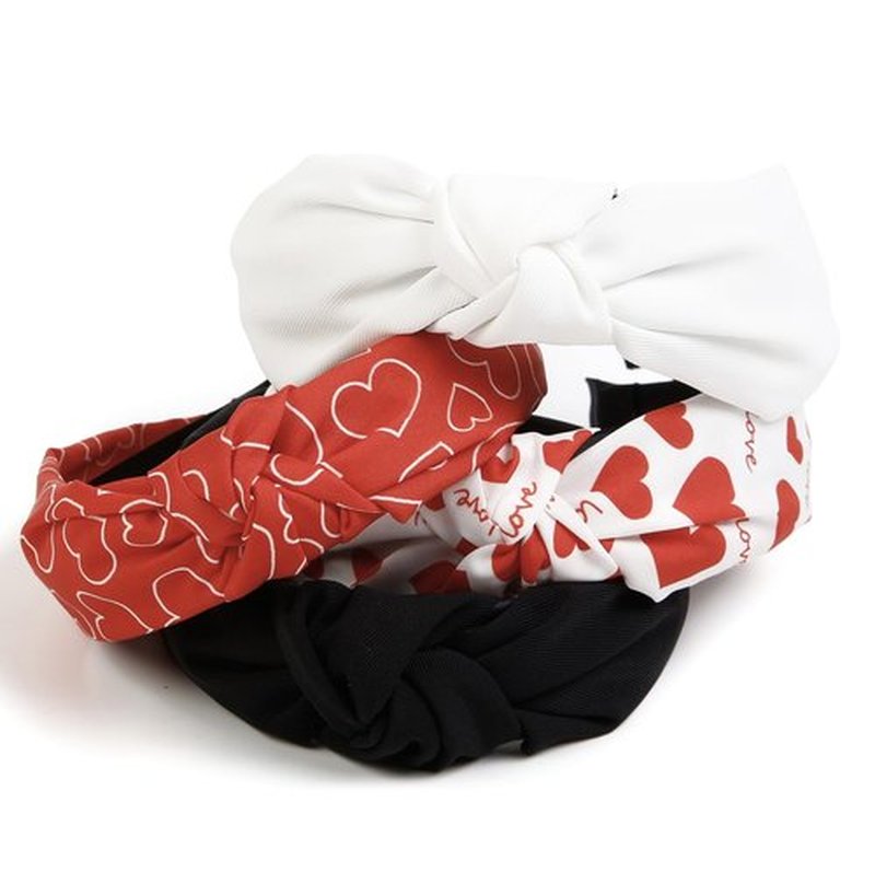 Huachi Valentine's Day Headbands for Women Girls Heart Headbands Non Slip Cute Knotted Headband Fashion Women Head Bands for Hair Wide Top Knot Hairband for Women's Hair Accessories