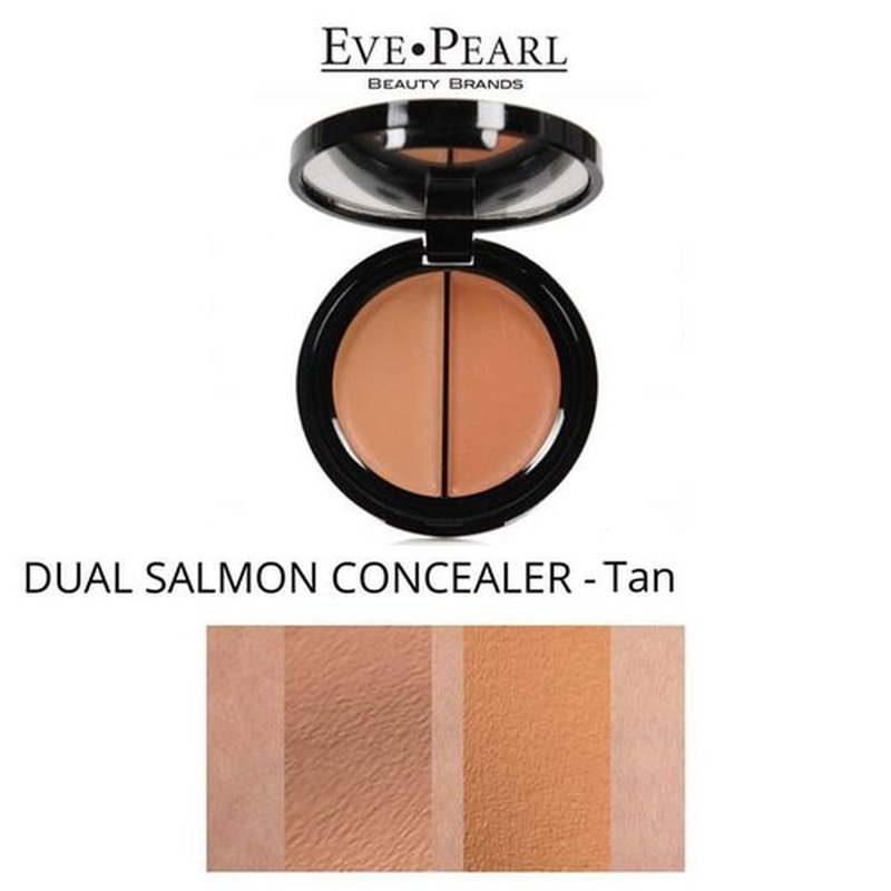 EVE PEARL Dual Salmon Concealer Full Coverage Under Eye Concealer Smooth Skin Treatment Brighten Makeup Hydrate Skincare (Tan)