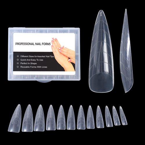 NMKL38 120Pcs Dual Forms Full Cover Nail Tips Upper Arched Extension Mold (Stiletto I)