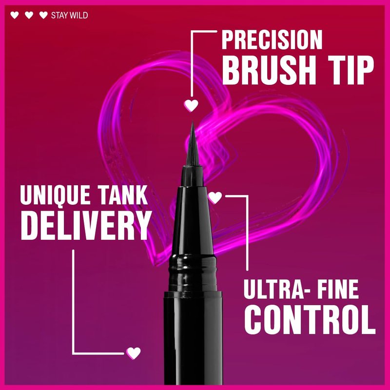 Wet n Wild Mega Last Liquid Eyeliner - Waterproof, 16-Hour Wear, Ultra-Fine Brush - Black, Cruelty-Free & Vegan