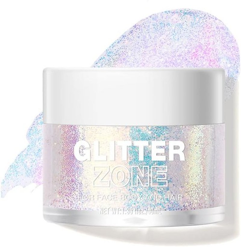 LANGMANNI Holographic Body Glitter Gel - Color Changing Vegan Formula for Body, Face & Hair | 1.35 oz (Sparkling Pink)