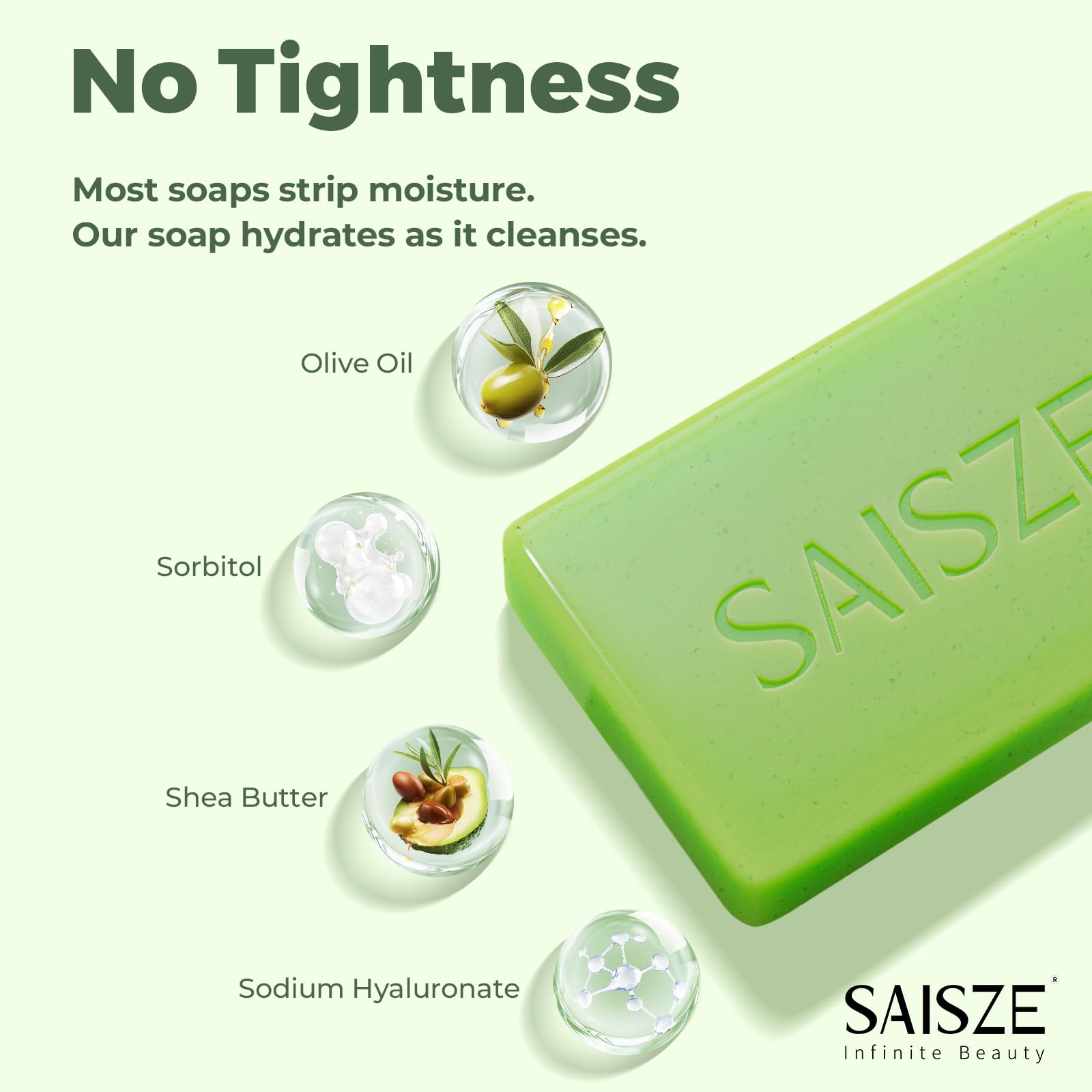 SAISZE Tea Tree Soap, Handmade Soap Bar for Face and Body, Cold Process, Soothing Hydrating Body Wash for Clear Healthy Skin 8 Ounce