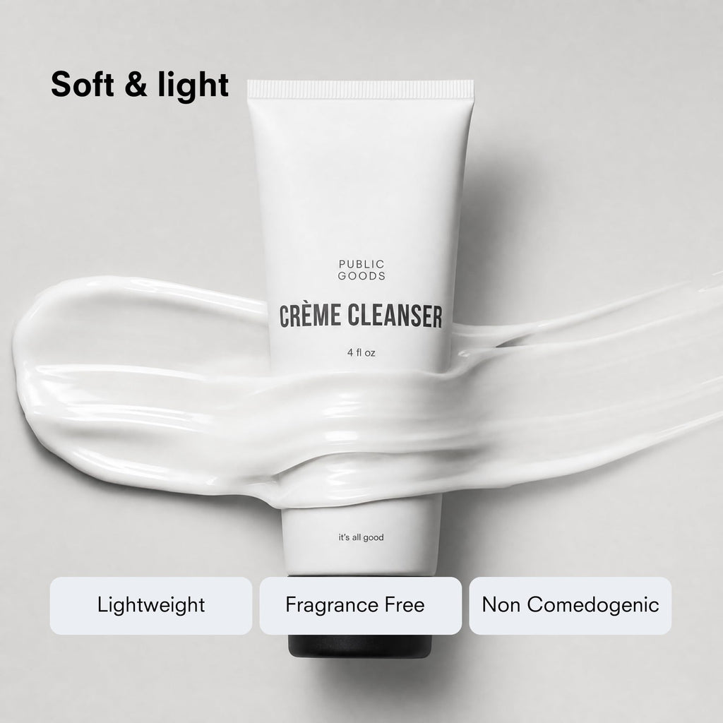 Public Goods Crème Cleanser | Natural Face Wash for Women & Men | Gentle on Sensitive Skin | Daily Hydrating Milk Cleanser | Organic Coconut Oil | Vegan | Makeup Remover | Made in USA | 4 Fl Oz