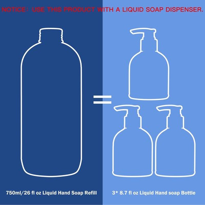 ROMIIE ZOI Liquid Hand Soap Refill, Honey & Almond, Gentle & Moisturizing Formula for Home & Kitchen, 750 ML/ 26 FL OZ