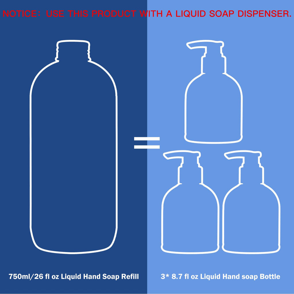 ROMIIE ZOI Liquid Hand Soap Refill, Unscented, Gentle & Moisturizing Formula, 750 ML/ 26 FL OZ