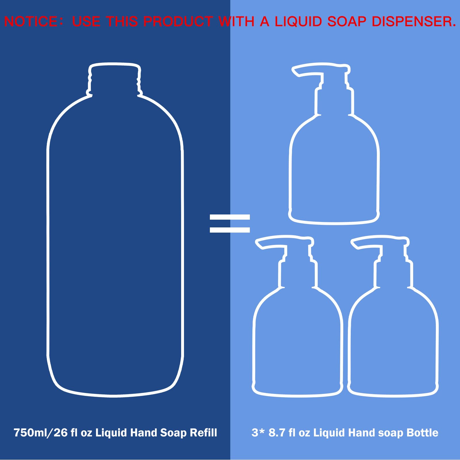 ROMIIE ZOI Liquid Hand Soap Refill, Unscented, Gentle & Moisturizing Formula, 750 ML/ 26 FL OZ