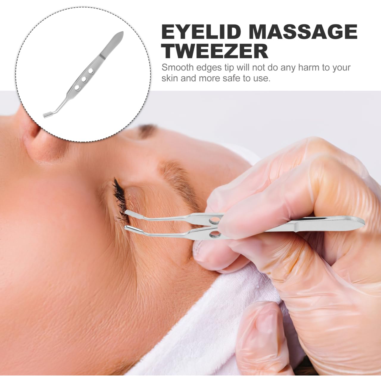 Beaupretty 4.13 Inch Stainless Steel Meibomian Gland Expressor Eyelid Massage Tweezers Tool for Eye Care and Blocked Gland Relief