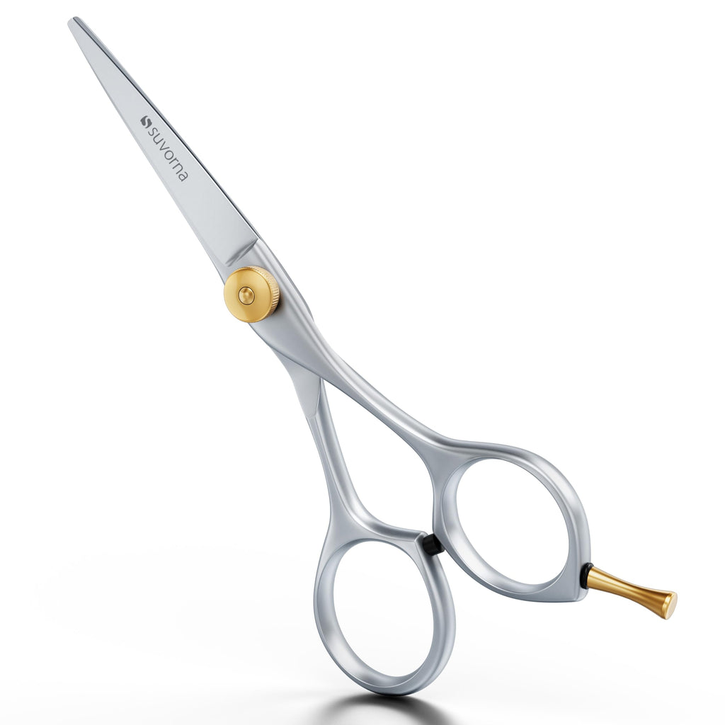 Suvorna Small Scissors for Beard, Mustache, Facial, Nose, Eyebrow & Ear Hair – Tiny Scissors for Cutting, Trimming & Grooming – 5" Stainless Steel Mustache Scissors for Men, Barbers, & Home Use