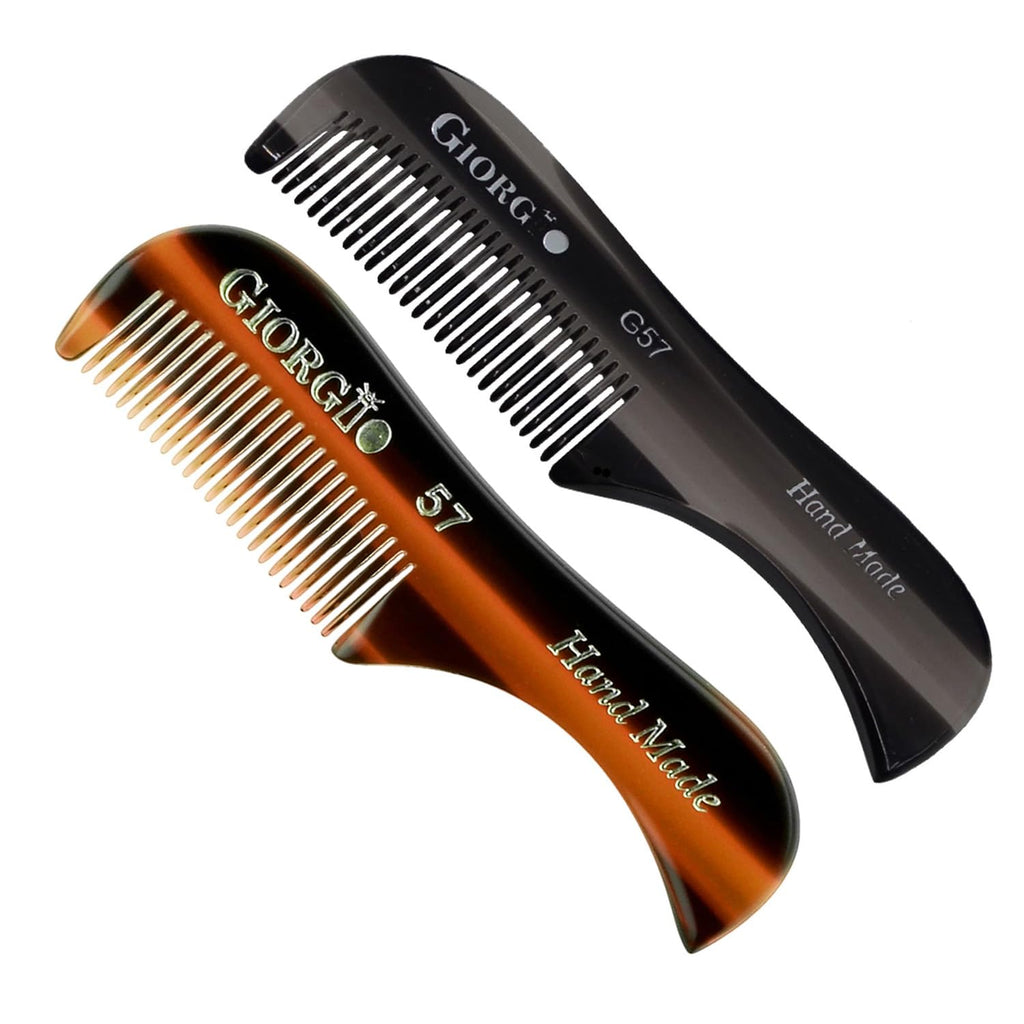 Giorgio G57 Extra Small 2.75 Inch Men's Fine Toothed Beard and Mustache Comb for Facial Hair Grooming and Styling. Wallet Pocket Comb Handmade of Quality Durable Cellulose, Saw-Cut and Hand Polished