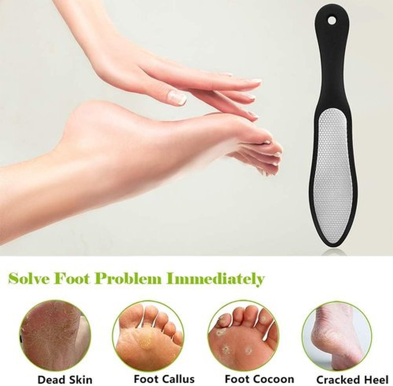 BEZOX Foot File - Double-Sided Callus Remover for Cracked Heels | Stainless Steel with Storage Bag