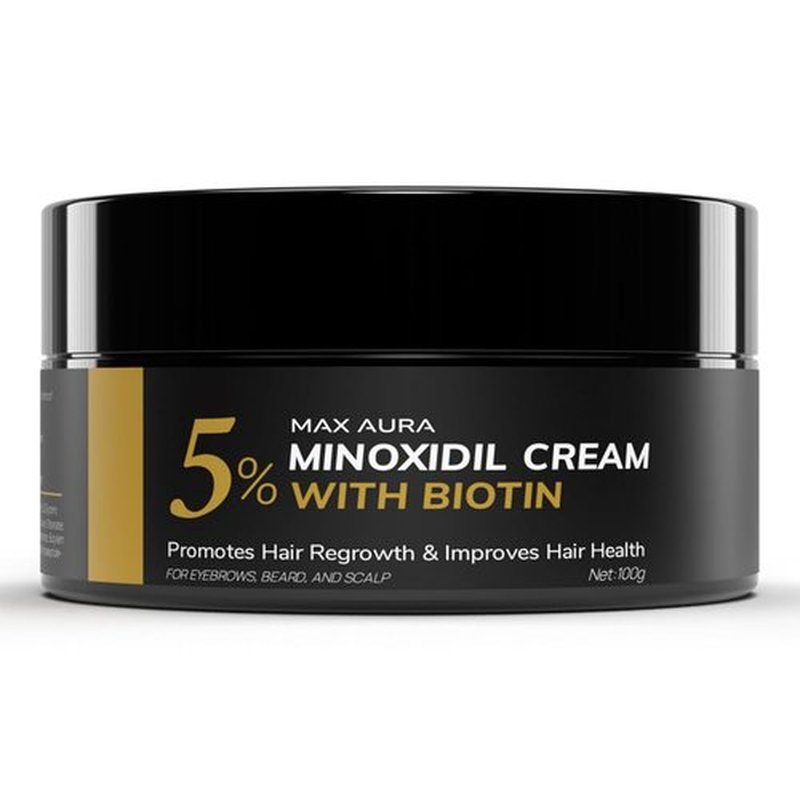MAX AURA Minoxidil Cream - 5% Extra Strength Treatment for Thinning Hair in Men | Biotin-Enriched Formula