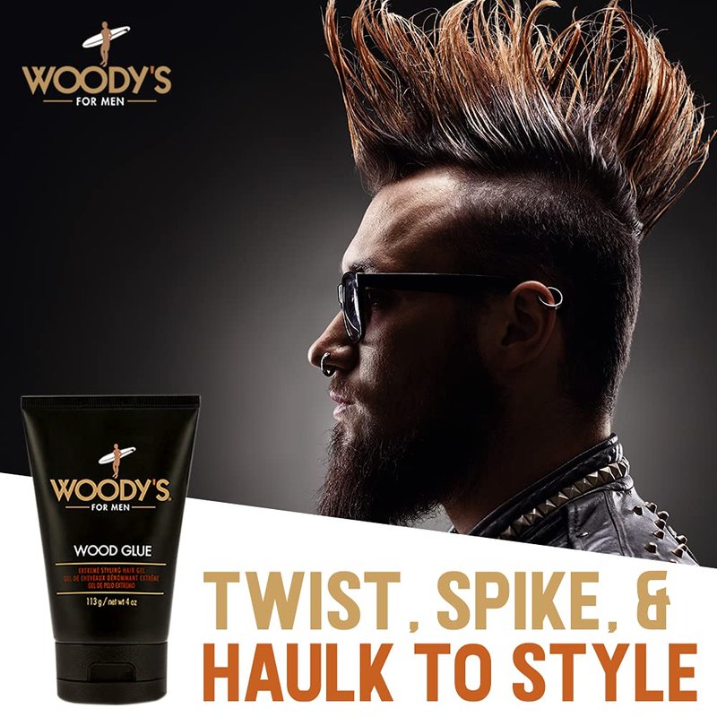 Woody's Wood Glue Hair Gel - Extreme Hold, Non-Flaking, High Shine for All Hairstyles | 4 oz
