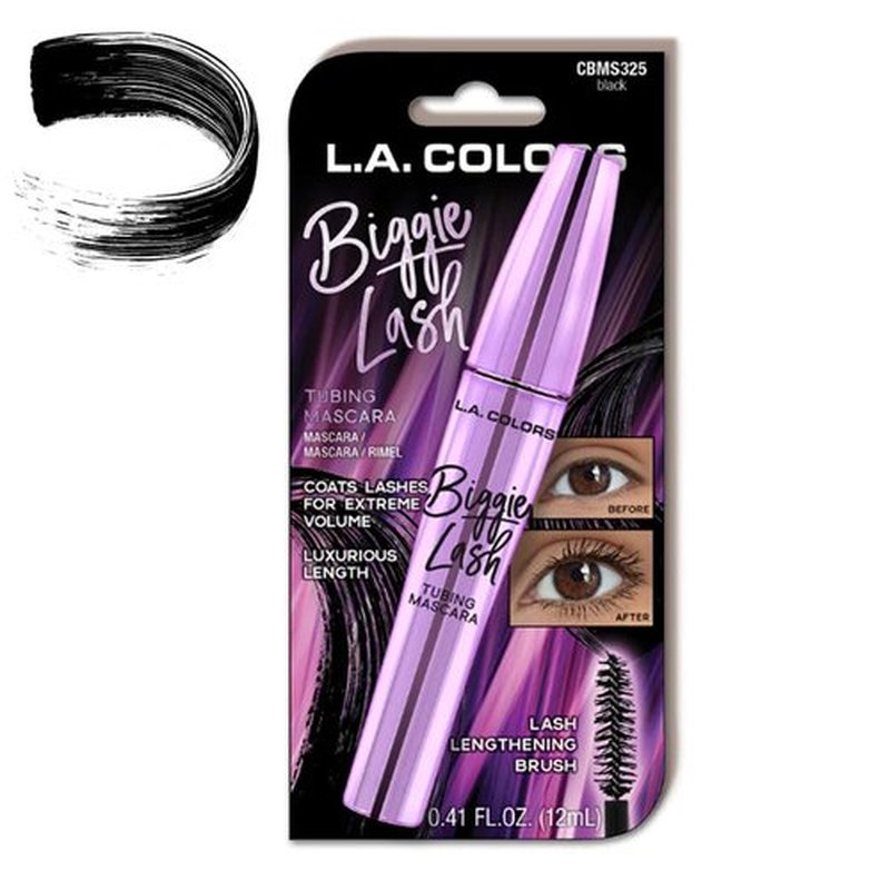 L.A. COLORS Biggie Lash Tubing Mascara - Volumizing Black Formula for Dramatic Lashes