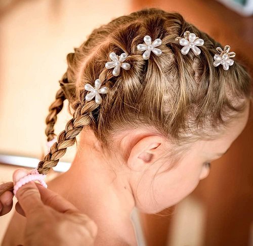 Eliongpu 20Pcs Small Mini Pearl Claw Clips with Flower Design, Sweet Artificial Pearl Hair Clips, Decorative Daisy Bangs Clips Hair Accessories for Women Girls