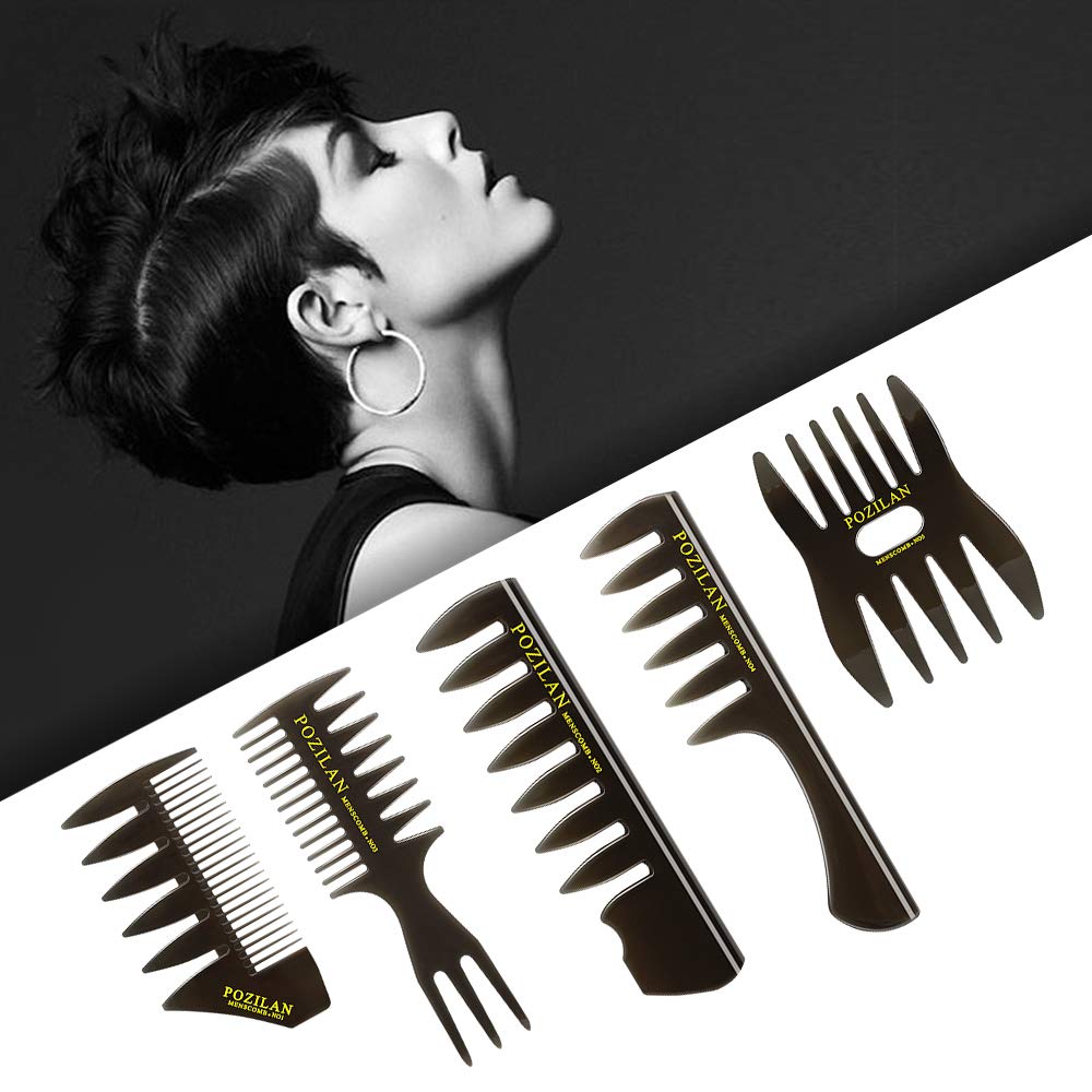5 PCS Hair Comb Styling Set Barber Hairstylist Accessories - Professional Shaping & Teasing Wet Combs Tools with Packaging Bag, Anti Static Hair Brush for Men Boys