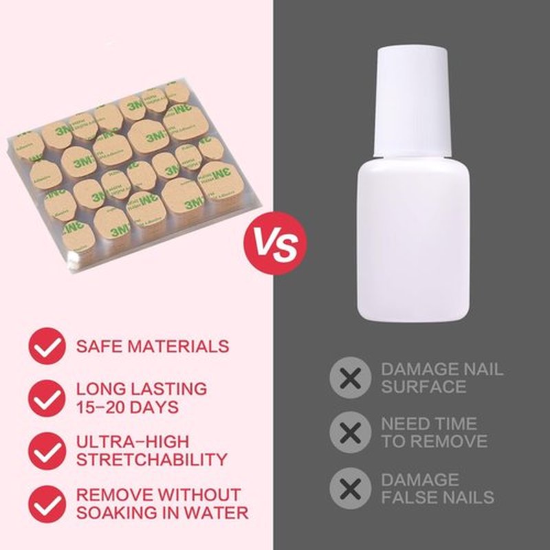 Curvlife 20 Sheets High Polymer Jelly Glue for Fake Nails, 12 Sizes Waterproof Breathable Double-Sided Nail Adhesives, 0.3mm Thick Press On Nails Glue Stickers for Daily Use