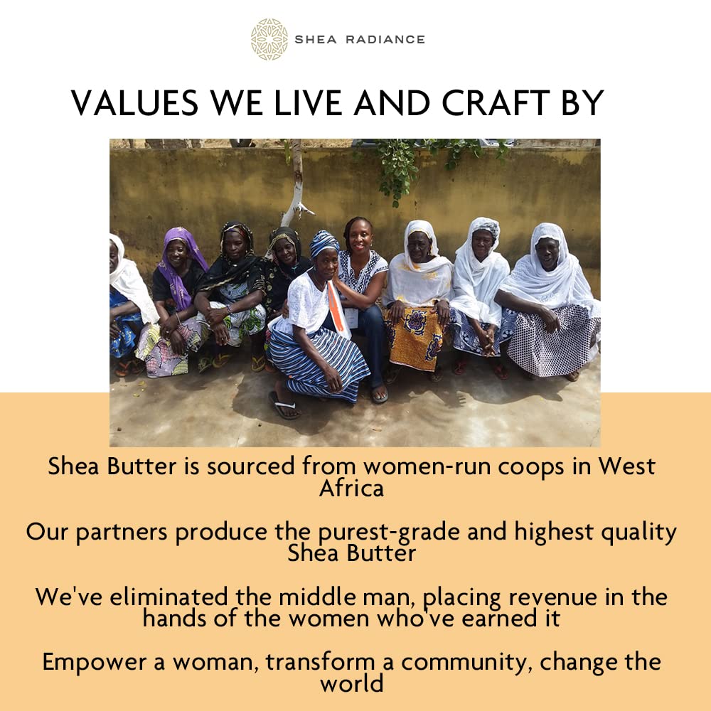 Shea Radiance P.U.R.E Raw Shea Butter | 100% Natural & Unrefined Body Butter | Soothes, Softens, & Increases Collagen | Long Lasting Moisture | Moisturizer for Sensitive Skin | Unscented (14 oz)