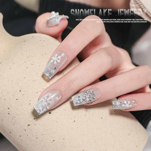 20Pcs Christmas Nail Charms 3D Snowflake Nail Art Charms Alloy Silver Winter Nail Rhinestones Glitter Christmas Nail Gems Diamonds Metallic Snowflake Nail Jewelry for Women DIY Xmas Nails Decoration