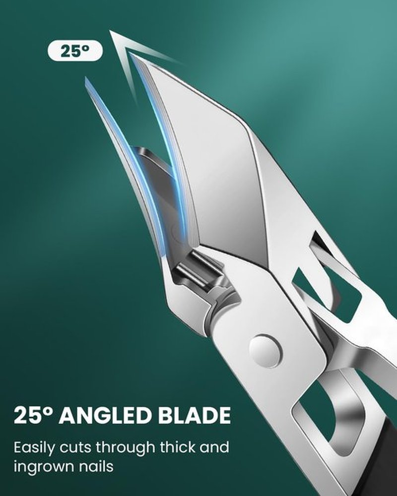 6 Pcs Eagle Beak Nail Clippers Set, Eagle Beak Beveled Angled Nail Clipper Wide Jaw Opening Anti-Splash Slanted Edge Nail Clippers for Thick Nails, Ingrown Toenails(Green&Black)