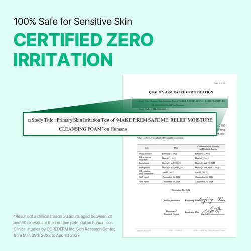 MAKE P:REM Safe Me. Relief Moisture Cleansing Foam, Delicate Eye-Friendly Face Wash for Sensitive Skin, pH Balanced Deep Pore Cleansing, Korean Skin Care, 3.38 Fl Oz, 100ml