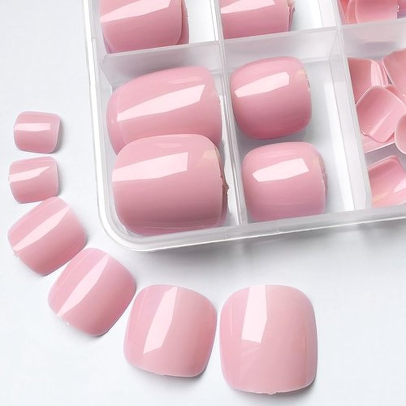 LuckForever Pink Press-on Toenails - 240pc False Toenails & Adhesive Nail Tabs File