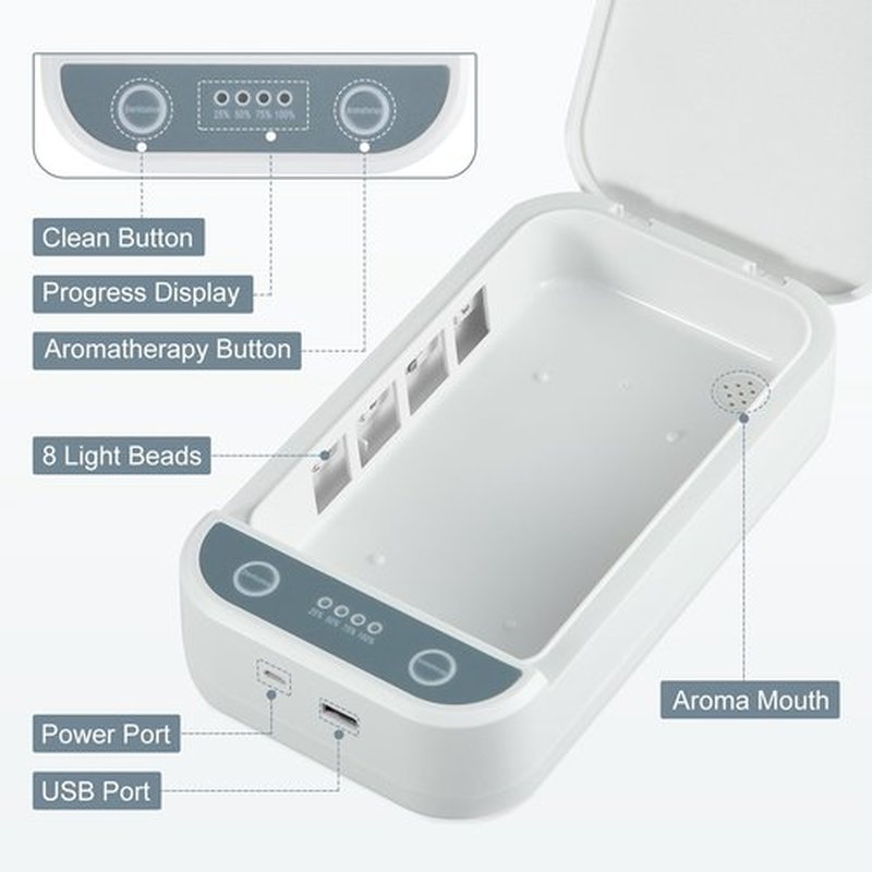 Soiiw Nail Tool Sterilizer Box Portable with Blue Light,USB Sterilizer Cleaning Box for Nail Salon, Tweezers, Jewelry, Phone, Manicure Tools