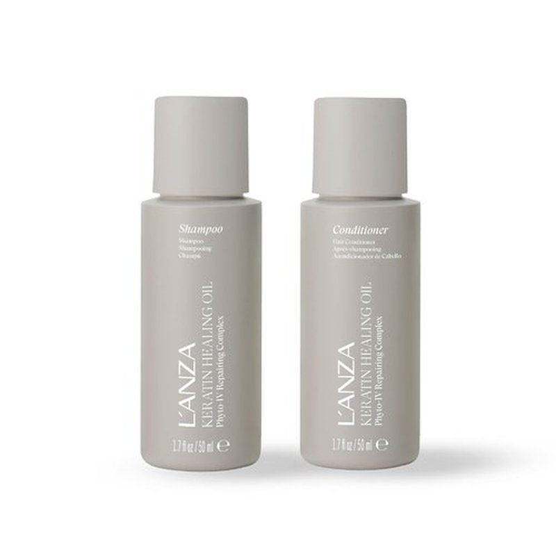 L'ANZA Keratin Healing Oil Hair Care Set - Color Safe Shampoo & Conditioner for Dry, Damaged Hair (1.7 Fl Oz Each)
