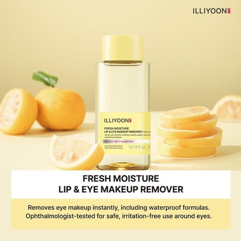 Illiyoon Fresh Moisture Makeup Remover - Gentle Waterproof Formula with Yuzu Extract | 0.14 Fl.Oz (300ml)