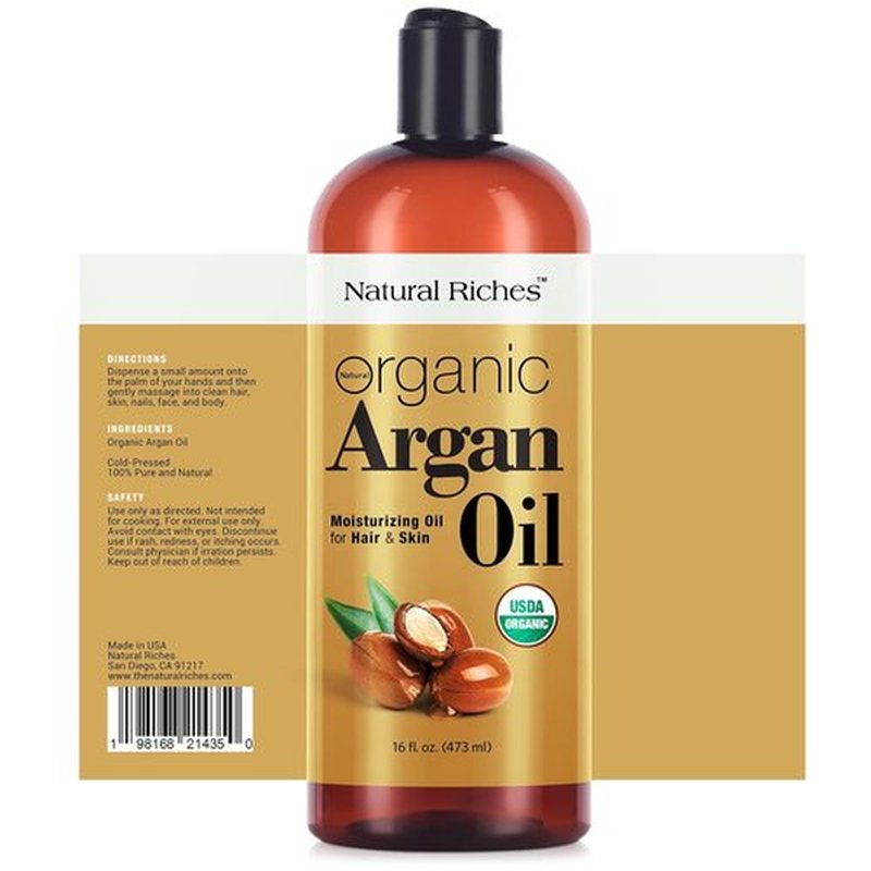 Natural Riches Organic Argan Oil - Deep Moisturizing Hair Serum for Dry & Damaged Hair | 16oz
