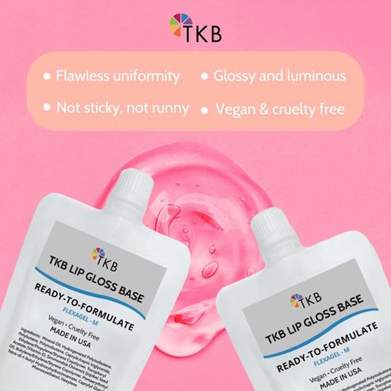 TKB Lip Gloss Base (Flexagel M) | Ready-To-Formulate| Moisturizing, High Shine, Crystal Clear, Vegan and Cruelty free| Made in USA. (5.5oz (156g))