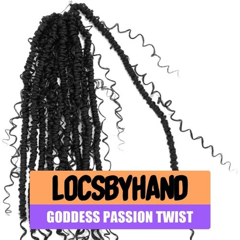 Boho Crochet Passion Twist Hair Pre looped, 12 Inch Goddess Passion Twist Crochet Hair with Curly Ends 8 Packs Natural Black Pre-twisted Bohemian Crochet Braids (8 PCS/88 STRANDS, 1B)