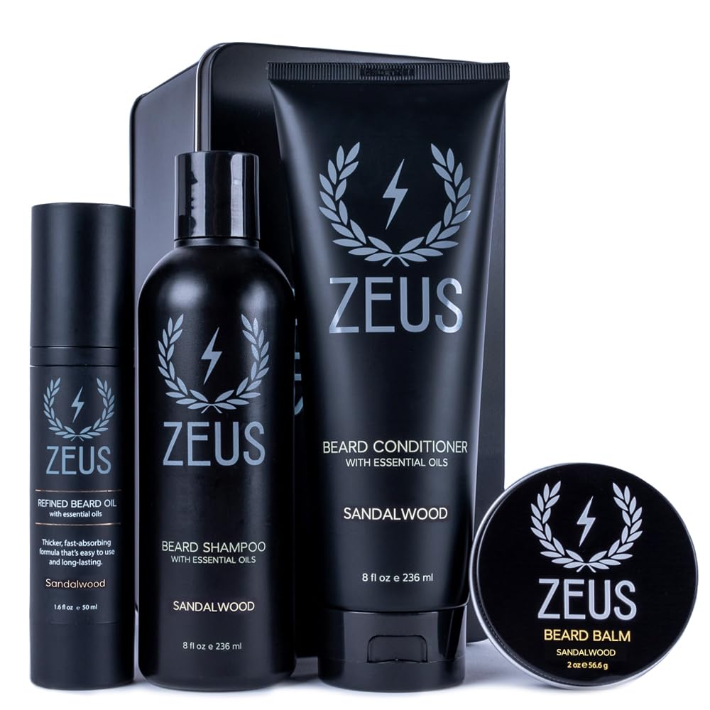 ZEUS Everyday Refined Beard Conditioning Kit for Men (Sandalwood)