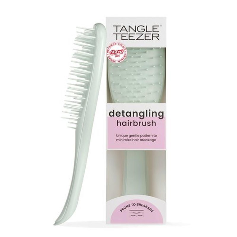 Tangle Teezer Extra Gentle Detangler Hair Brush, with Fewer Bristles for Gentle & Effective Detangling to Minimize Hair Loss & Breakage, Eucalyptus Green