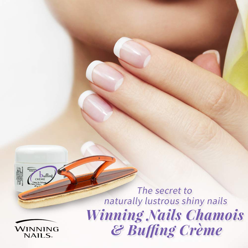 Winning Nails Chamois Buffer And Buffing Cream | Buff And Shine Dull Nails While Softening Cuticles | Assists With Fill And Repair Lines | 1.75 Oz. Set