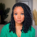 COOKOO 12 Inch Goddess Box Braids Crochet Hair 8 Pack Synthetic Bohemian Hippie Box Braids Crochet Hair Pre-looped With Curly Ends Braiding Hair for Black Women1B#