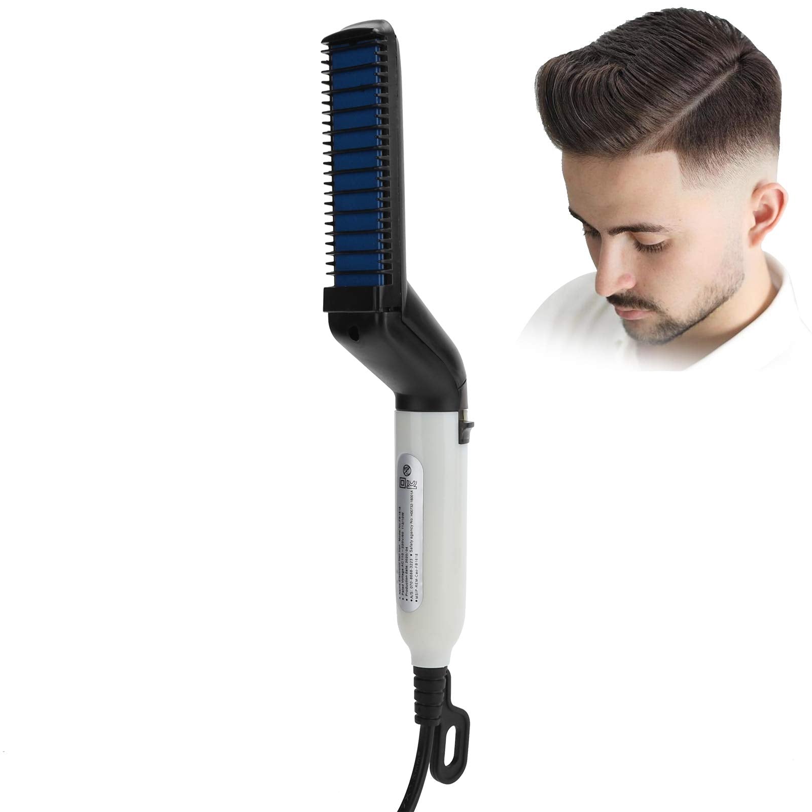 Semme Electric Hair Styling Comb Brush, Men MultiFunctional Electric Hair Comb Brush Fast Heating Hair Styling Beard Straightener Grooming for Home Travel (US Plug)